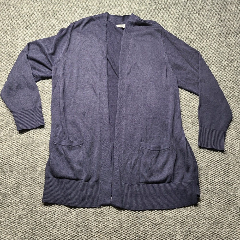Croft & Barrow Womens XXL Navy Blue Open Front Cotton Modal Cardigan Sweater